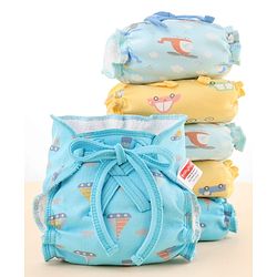 Babyhug Leak Proof Cloth Langot Pack of 6 Small Size Rabbit Rainbow and Floral Print | Triple Layer Protection | Reusable | Designed for Short Term Comfy Wear | Mess Free - Lilac