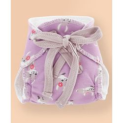 Babyhug Leak Proof Cloth Langot Pack of 3 Small Size Rabbit Rainbow and Floral Print | Triple Layer Protection | Reusable | Designed for Short Term Comfy Wear | Mess Free - Plum