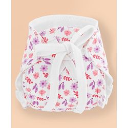Babyhug Leak Proof Cloth Langot Pack of 3 Small Size Rabbit Rainbow and Floral Print | Triple Layer Protection | Reusable | Designed for Short Term Comfy Wear | Mess Free - Plum