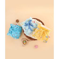 Babyhug Leak Proof Cloth Langot Pack of 3 Small Size Rabbit Rainbow and Floral Print | Triple Layer Protection | Reusable | Designed for Short Term Comfy Wear | Mess Free - Plum