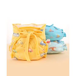 Babyhug Leak Proof Cloth Langot Pack of 3 Small Size Rabbit Rainbow and Floral Print | Triple Layer Protection | Reusable | Designed for Short Term Comfy Wear | Mess Free - Plum