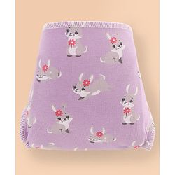Babyhug Leak Proof Cloth Langot Pack of 3 Small Size Rabbit Rainbow and Floral Print | Triple Layer Protection | Reusable | Designed for Short Term Comfy Wear | Mess Free - Plum