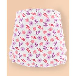 Babyhug Leak Proof Cloth Langot Pack of 3 Small Size Rabbit Rainbow and Floral Print | Triple Layer Protection | Reusable | Designed for Short Term Comfy Wear | Mess Free - Plum
