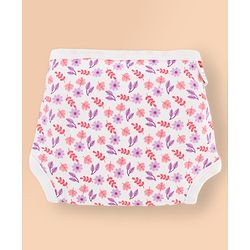 Babyhug 100% Interlock Cotton Reusable Printed Cloth Nappies with Velcro Closure Pack of 6 Rabbit, Rainbow and Flower Print  Small Size| Machine Washable| Soft & Skin Friendly
