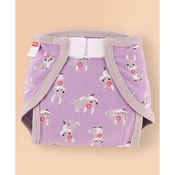 Babyhug 100% Interlock Cotton Reusable Printed Cloth Nappies with Velcro Closure Pack of 6 Rabbit, Rainbow and Flower Print  Small Size| Machine Washable| Soft & Skin Friendly