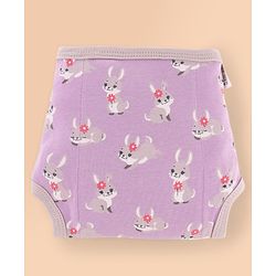 Babyhug 100% Interlock Cotton Reusable Printed Cloth Nappies with Velcro Closure Pack of 6 Rabbit, Rainbow and Flower Print  Small Size| Machine Washable| Soft & Skin Friendly