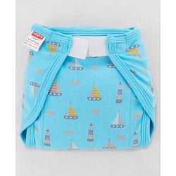 Babyhug 100% Interlock Cotton Reusable Velcro Closure Printed Cloth Nappies Small Size Pack of 12 Helicopter, Boat & Car Print| Breathable & Skin Friendly| High Absorbent Material| Machine Washable.