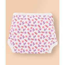 Babyhug 100% Interlock Cotton Reusable Printed Cloth Nappies with Velcro Closure Pack of 6 Rabbit, Rainbow and Flower Print  Medium Size| Machine Washable| Soft & Skin Friendly