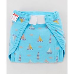 Babyhug 100% Interlock Cotton Reusable Printed Cloth Nappies with Velcro Closure Pack of 6 Helicopter, Boat & Car Print  Medium Size| Machine Washable| Soft & Skin Friendly