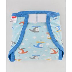 Babyhug 100% Interlock Cotton Reusable Printed Cloth Nappies with Velcro Closure Pack of 6 Helicopter, Boat & Car Print  Medium Size| Machine Washable| Soft & Skin Friendly