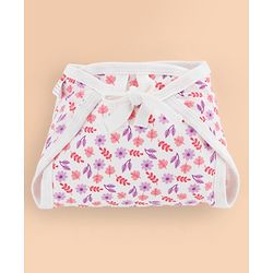 Babyhug 100% Interlock Cotton Double Layer Nappy Rabbit, Rainbow and Flower Print Pack of 6  Small Size| Machine Washable| Soft & Skin Friendly| Tie Knot Style