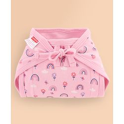 Babyhug 100% Interlock Cotton Double Layer Nappy Rabbit, Rainbow and Flower Print Pack of 6  Small Size| Machine Washable| Soft & Skin Friendly| Tie Knot Style