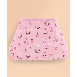Babyhug 100% Interlock Cotton Double Layer Nappy Rabbit, Rainbow and Flower Print Pack of 6  Small Size| Machine Washable| Soft & Skin Friendly| Tie Knot Style