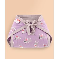 Babyhug 100% Interlock Cotton Double Layer Nappy Rabbit, Rainbow and Flower Print Pack of 12 - Extra Small Size| Machine Washable| Soft & Skin Friendly| Tie Knot Style
