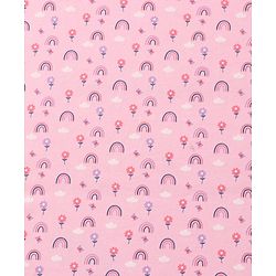 Babyhug 100% Interlock Cotton Wrapper with Rabbit Rainbow and Floral Print| Soft & Breathable| Comfortable Warm and Soothing| Travel Friendly| New Born Gifting  Pack of 3  - Purple Pink & White