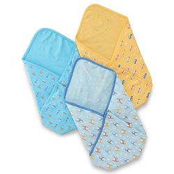Babyhug 100% Interlock Cotton Wrapper with Rabbit Rainbow and Floral Print| Soft & Breathable| Comfortable Warm and Soothing| Travel Friendly| New Born Gifting  Pack of 3  - Purple Pink & White