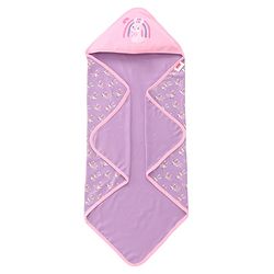 Babyhug 100 % Interlock Cotton Single Ply Double Layer Hooded Wrapper Rabbit Print| Adjustable Design| Soft Breathable| All Season| Machine washable| New Born Gifting for Boys & Girls  Purple