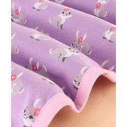 Babyhug 100 % Interlock Cotton Single Ply Double Layer Hooded Wrapper Rabbit Print| Adjustable Design| Soft Breathable| All Season| Machine washable| New Born Gifting for Boys & Girls  Purple