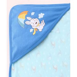 Babyhug 100 % Interlock Cotton Single Ply Double Layer Hooded Wrapper Helicopter Print| Adjustable Design| Soft Breathable| All Season| Machine washable| New Born Gifting for Boys & Girls  Blue