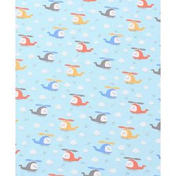 Babyhug 100 % Interlock Cotton Single Ply Double Layer Hooded Wrapper Helicopter Print| Adjustable Design| Soft Breathable| All Season| Machine washable| New Born Gifting for Boys & Girls  Blue