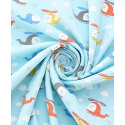 Babyhug 100 % Interlock Cotton Single Ply Double Layer Hooded Wrapper Helicopter Print| Adjustable Design| Soft Breathable| All Season| Machine washable| New Born Gifting for Boys & Girls  Blue