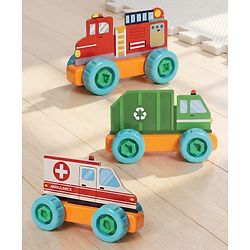 Babyhug 3 in 1 Build a Vehicle Learning Toys for kids- Build, Play & Create| Ambulance, Fire Engine & Clean Up Truck| Indoor Game| STEM Educational Toy| Gifting Idea for age 3+|BIS Certified| DIY Toy