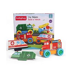 Babyhug 3 in 1 Build a Vehicle Learning Toys for kids- Build, Play & Create| Ambulance, Fire Engine & Clean Up Truck| Indoor Game| STEM Educational Toy| Gifting Idea for age 3+|BIS Certified| DIY Toy