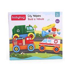 Babyhug 3 in 1 Build a Vehicle Learning Toys for kids- Build, Play & Create| Ambulance, Fire Engine & Clean Up Truck| Indoor Game| STEM Educational Toy| Gifting Idea for age 3+|BIS Certified| DIY Toy