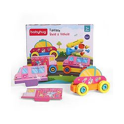 Babyhug 3 in 1 Build a Vehicle Learning Toys for kids- Build, Play & Create| Magic Bus, Unicorn Van & Fantasy Car| Indoor Game| STEM Educational Toy| Gifting Idea for age 3+| BIS Certified| DIY Toy