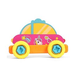 Babyhug 3 in 1 Build a Vehicle Learning Toys for kids- Build, Play & Create| Magic Bus, Unicorn Van & Fantasy Car| Indoor Game| STEM Educational Toy| Gifting Idea for age 3+| BIS Certified| DIY Toy