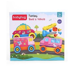 Babyhug 3 in 1 Build a Vehicle Learning Toys for kids- Build, Play & Create| Magic Bus, Unicorn Van & Fantasy Car| Indoor Game| STEM Educational Toy| Gifting Idea for age 3+| BIS Certified| DIY Toy