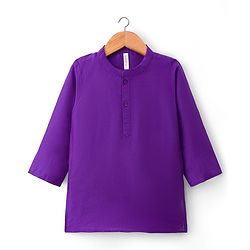 Babyhug Woven Full Sleeves Kurta Mundu  With Dupatta Set - Purple