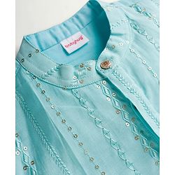 Babyhug Woven Full Sleeves Kurta & Dhoti Set With Sequin Detailing - Light Blue