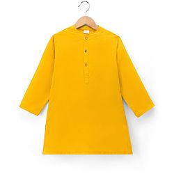 Babyhug Woven Full Sleeves Kurta Pyjama Set With Printed Nehru Jacket - Orange