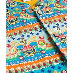 Babyhug Woven Full Sleeves Kurta Pyjama Set With Printed Nehru Jacket - Orange