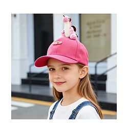 Babyhug Baseball Caps with Dino Applique Dark Pink - Diameter 17 cm