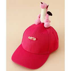Babyhug Baseball Caps with Dino Applique Dark Pink - Diameter 17 cm