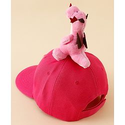 Babyhug Baseball Caps with Dino Applique Dark Pink - Diameter 17 cm