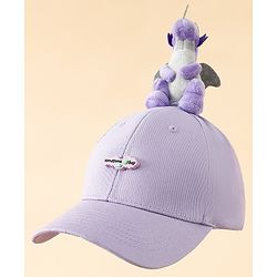 Babyhug Baseball Cap With Dino Applique Lilac - Diameter 17.5 cm