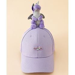 Babyhug Baseball Cap With Dino Applique Lilac - Diameter 17.5 cm