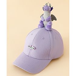 Babyhug Baseball Cap With Dino Applique Lilac - Diameter 17.5 cm
