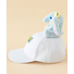 Babyhug Baseball Cap With Elephant Applique Off White - Diameter 18 cm