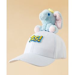 Babyhug Baseball Cap With Elephant Applique Off White - Diameter 18 cm