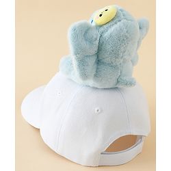 Babyhug Baseball Cap With Elephant Applique Off White - Diameter 18 cm