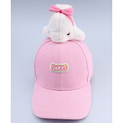 Babyhug Baseball Cap With Dolphin Applique Pink - Diameter 17 cm