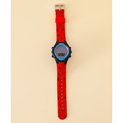 Babyhug Free Size Digital Watch with Spiderman Print - Red