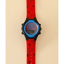 Babyhug Free Size Digital Watch with Spiderman Print - Red