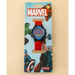 Babyhug Free Size Digital Watch with Spiderman Print - Red