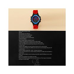 Babyhug Free Size Digital Watch with Spiderman Print - Red