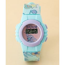 Babyhug Free Size Digital Watch with Stitch Print - Light Blue & White